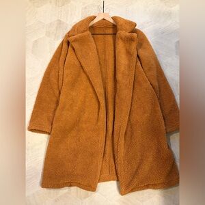 Women's Cozy Tan long Teddy Coat size XL‎